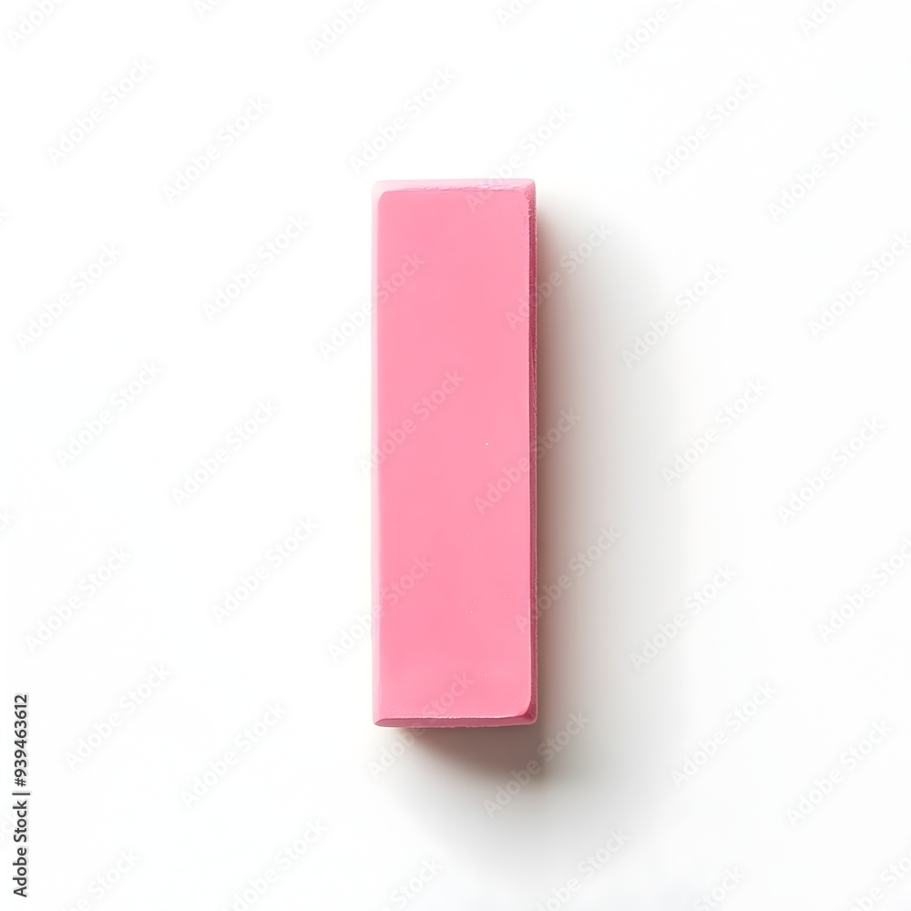 Closeup shot of a single pink eraser positioned at the center of a plain white background The image has a clean simple and minimalist aesthetic Closeup shot of a single pink eraser positioned at the center of a plain white background The image has a clean simple and minimalist aesthetic