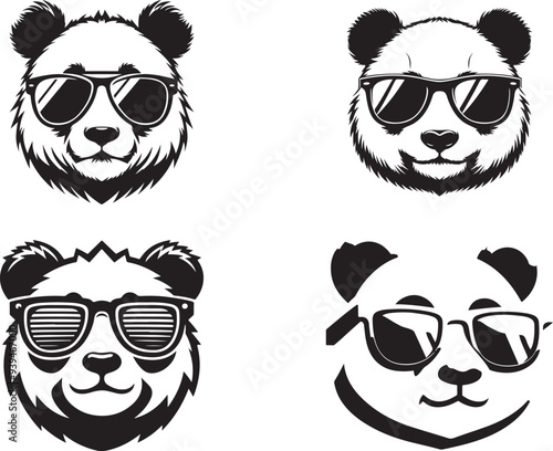 Vector illustration icon of a cute panda head over white background.