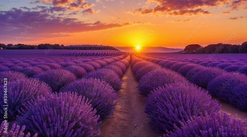 Golden Hour Lavender Fields Golden Hour Lavender Fields