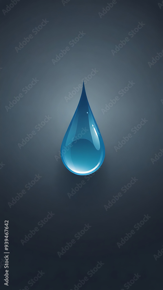 Single Water Droplet in Clean Flat Minimalist Design Single Water Droplet in Clean Flat Minimalist Design