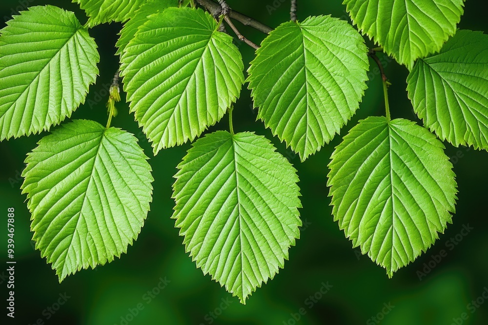 Close-up of Vibrant Green Leaves with Defined Veins Close-up of Vibrant Green Leaves with Defined Veins