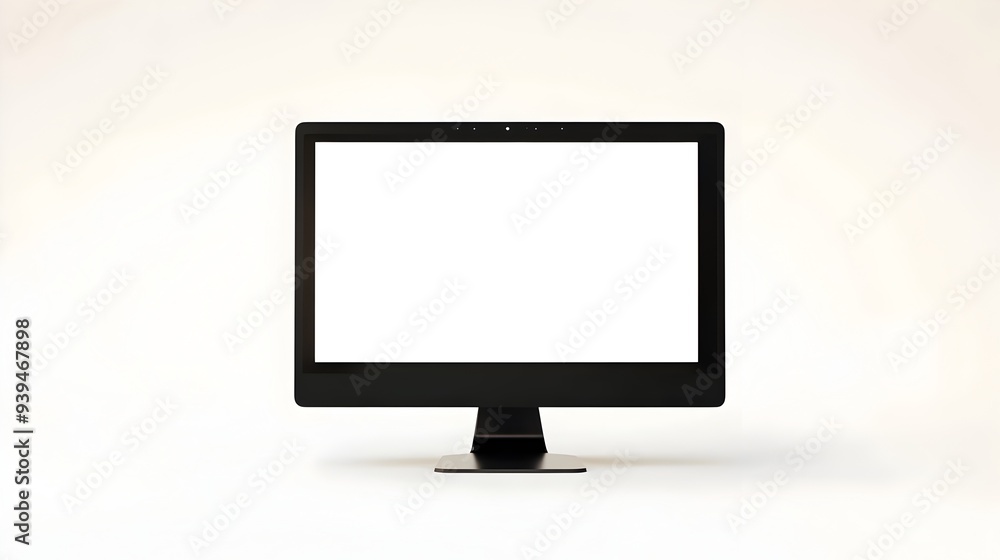 Blank Desktop Computer Monitor Isolated on Clean White Background with Space for Technology Related Text and Concepts