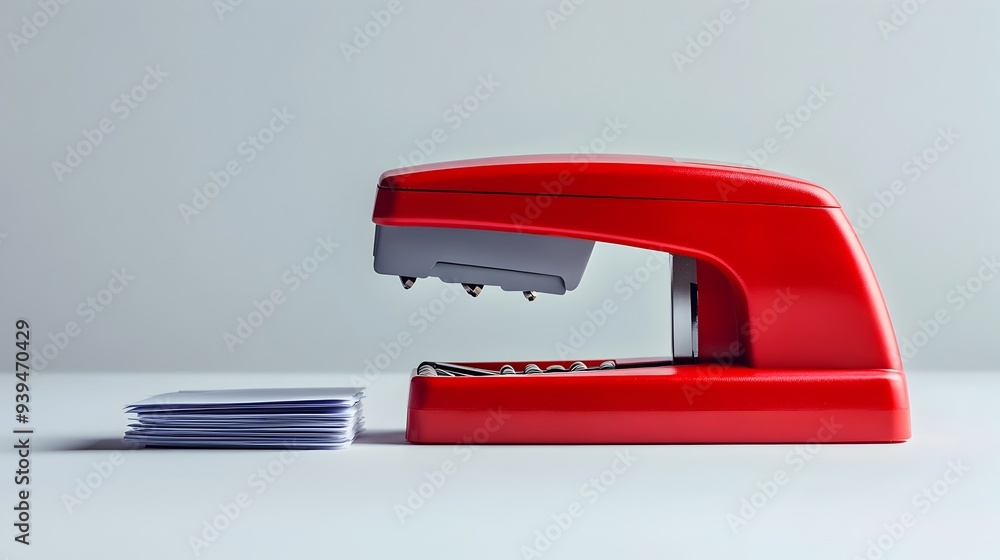 Minimalist Photograph of a Metal Stapler with a Stack of Staples Beside It Isolated on a Clean White Background Ideal for Office Business or Administrative Workspace Related Designs and Layouts Minimalist Photograph of a Metal Stapler with a Stack of Staples Beside It Isolated on a Clean White Background Ideal for Office Business or Administrative Workspace Related Designs and Layouts