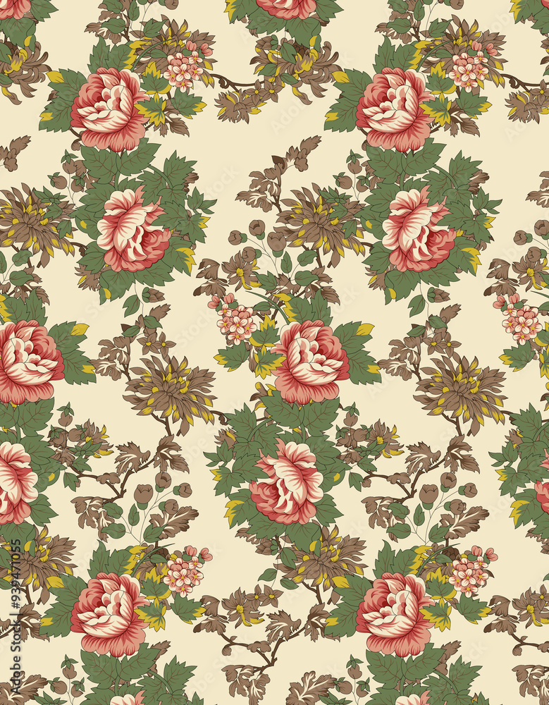seamless beautiful wallpaper cards all over design floral leaf vintage ornament Victorian ethnic geometric print paisley pattern