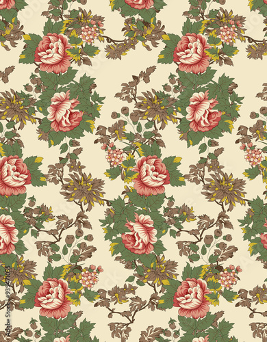 Obraz na płótnie seamless beautiful wallpaper cards all over design floral leaf vintage ornament Victorian ethnic geometric print paisley pattern w salonie