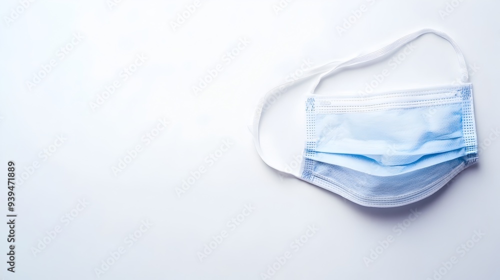 Flat Surgical Mask Isolated on White Background with Copy Space for Health Safety or Medical Text Concept of Infection Prevention Disease Control and Protective Equipment Flat Surgical Mask Isolated on White Background with Copy Space for Health Safety or Medical Text Concept of Infection Prevention Disease Control and Protective Equipment