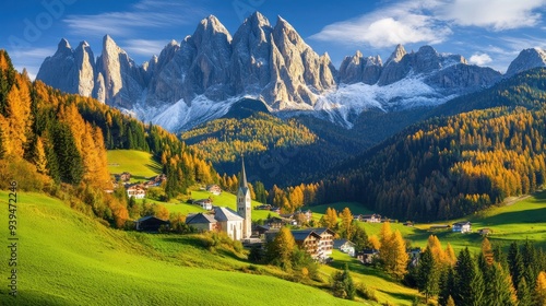 Majestic Mountain Landscape with Village