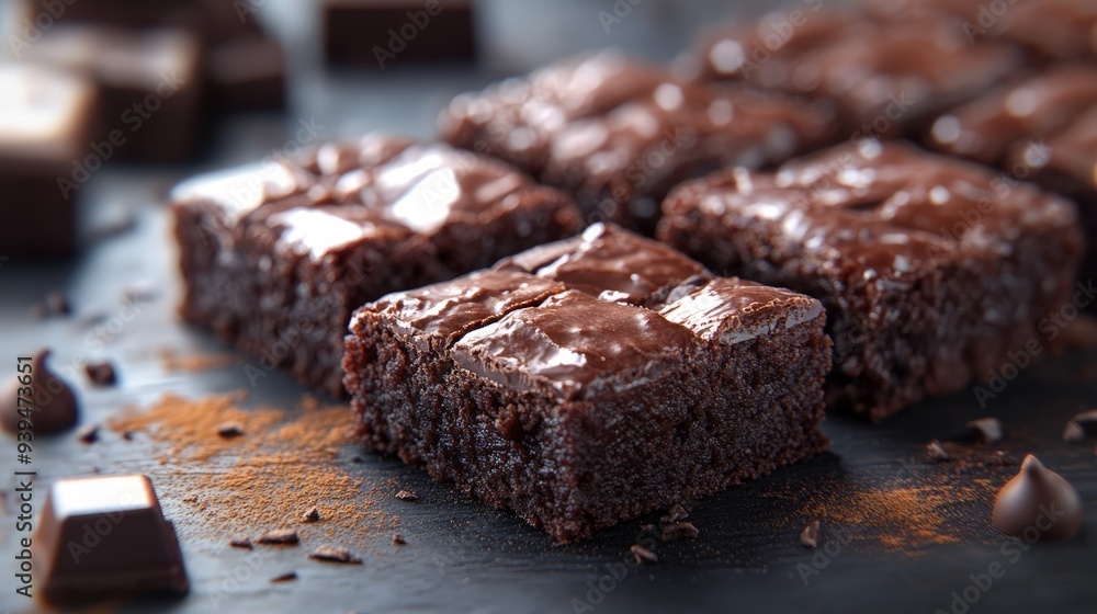 10. Brownies, fudgy chocolate squares, 3D illustration 10. Brownies, fudgy chocolate squares, 3D illustration