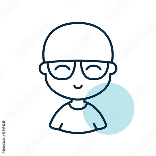 Portrait of a young bald man in stylish glasses