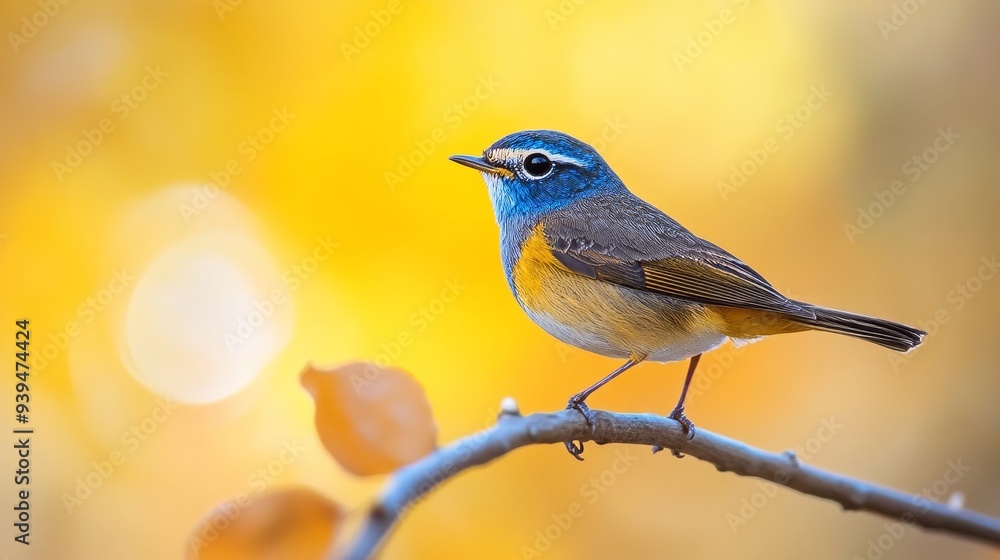 Cute bird on yellow background. Cute bird on yellow background.