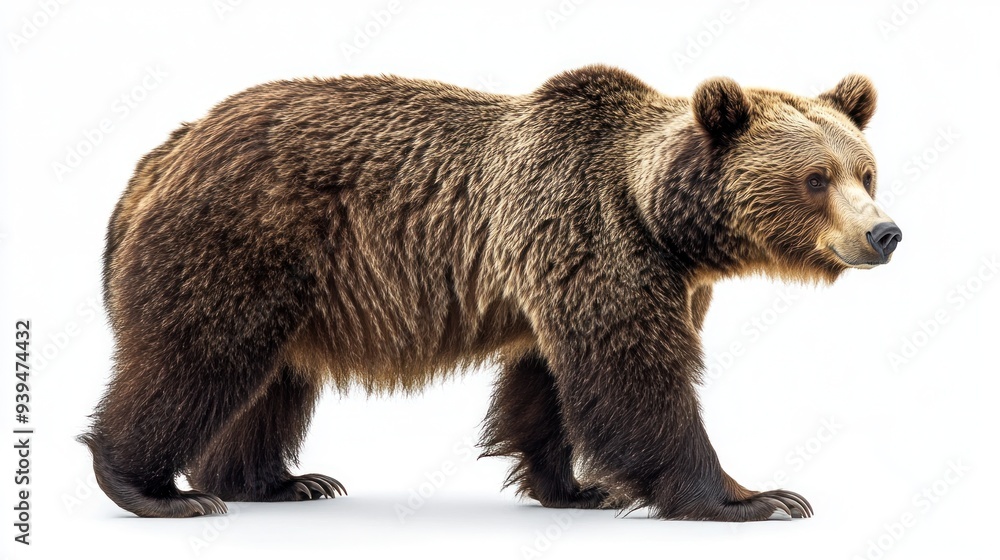 Fototapeta premium A Grizzly Bear Walking on a White Background