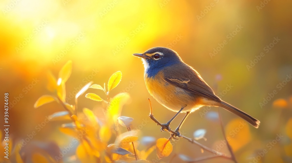 Bluethroat on yellow. Bluethroat on yellow.