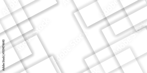 Abstract white and grey geometric overlapping square pattern background with shadow. paper texture design Abstract white background can use for design, background concept, vector illustration.	
