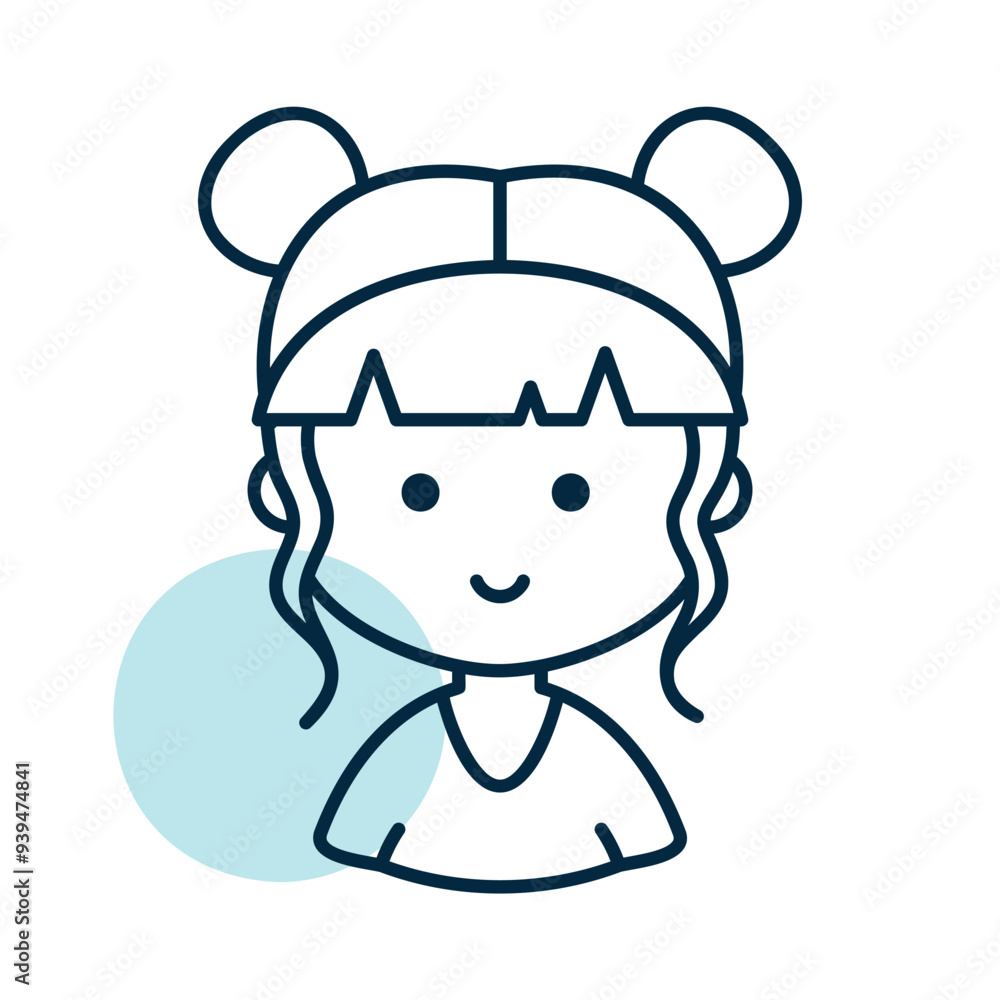 Cute female head with pretty fashion hairdo icon Cute female head with pretty fashion hairdo icon
