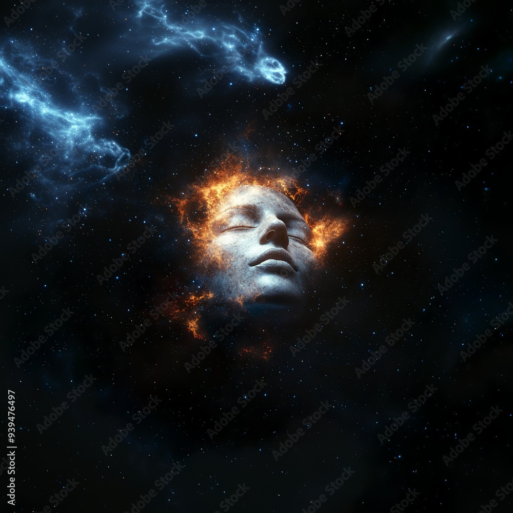 A floating face in the void A floating face in the void