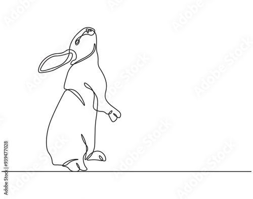 Continuous line drawing of rabbit vector illustration. Single line drawing of rabbit. Mammal animal concept continuous line. Editable outline