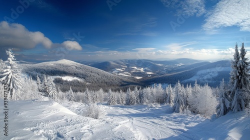 Skrzyczne mountain in Beskidy, seen from Klimczok (Beskid Slaski).