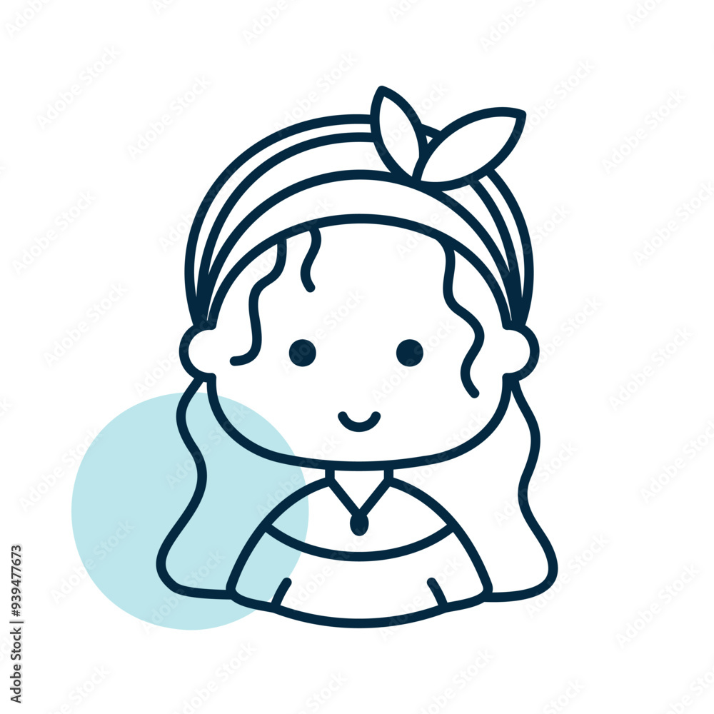 Woman girl with long straight hair vector icon