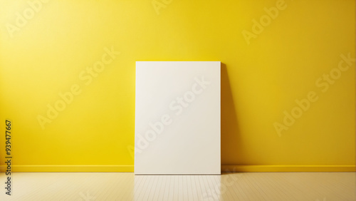 picture frame in yellow room for poster or picture. Backgroung