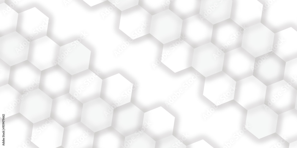 Abstract pattern with hexagonal white and gray technology line paper background. Hexagonal 3d vector grid tile and mosaic structure simple style hexagonal graphic concept. Futuristic surface design.
Abstract pattern with hexagonal white and gray technology line paper background. Hexagonal 3d vector grid tile and mosaic structure simple style hexagonal graphic concept. Futuristic surface design.
