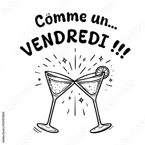 Comme un vendredi, verres cocktail