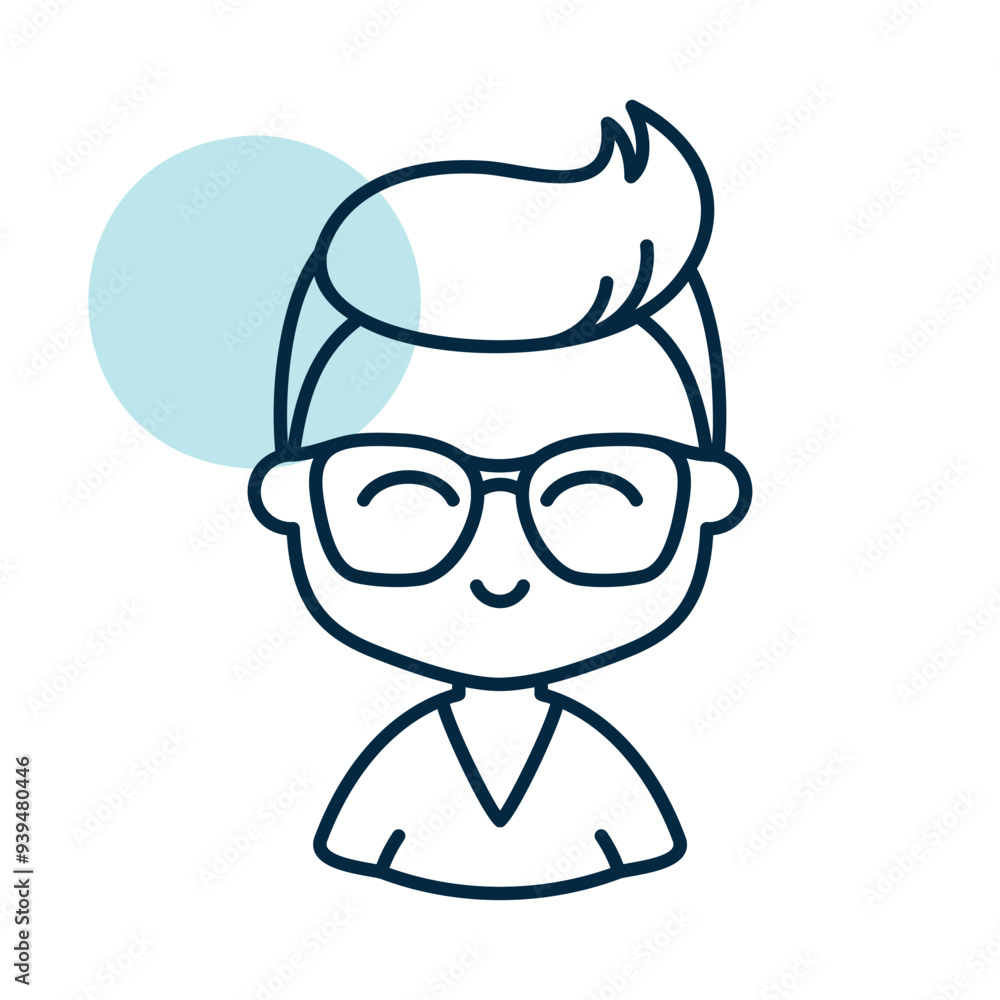 Man character face avatar in glasses vector icon Man character face avatar in glasses vector icon