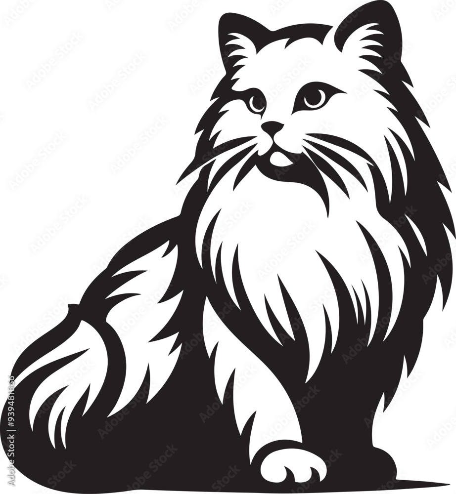 Playful Sitting Cat Silhouette – High-Quality EPS 10 Vector for Pet-Themed Branding & Design Projects Playful Sitting Cat Silhouette – High-Quality EPS 10 Vector for Pet-Themed Branding & Design Projects