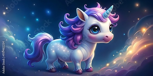 adorable unicorn with abstract 3d animation backdrop