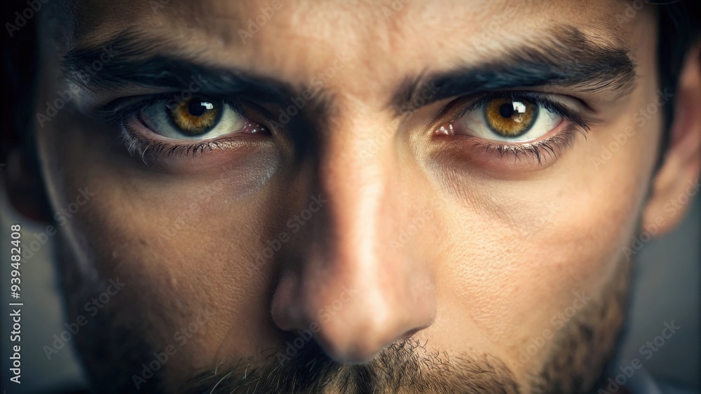 Close-up of a person's eyes focused and attentive, focus, concentration, mindful, awareness, alert, watchful, attentive Close-up of a person's eyes focused and attentive, focus, concentration, mindful, awareness, alert, watchful, attentive