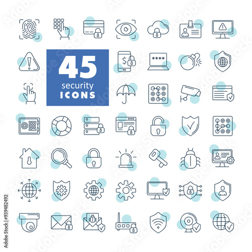 Security vector icon set on white background