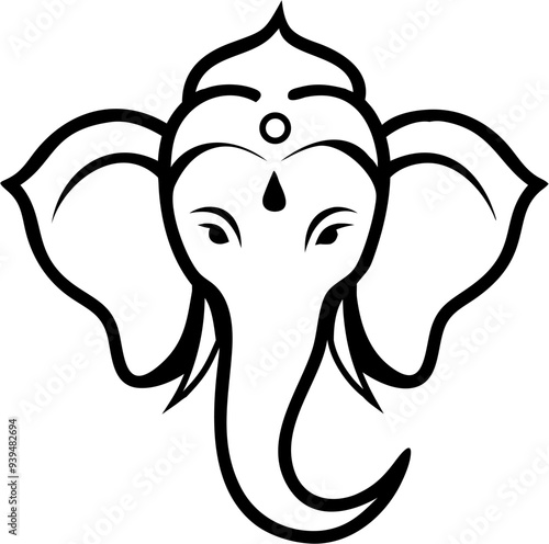 simple ganesha lineart,illustration Ganesha vector