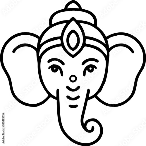 simple ganesha lineart,illustration Ganesha vector
