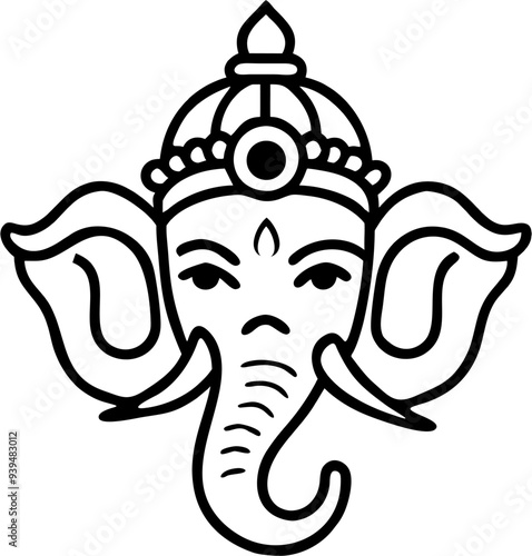 simple ganesha lineart,illustration Ganesha vector