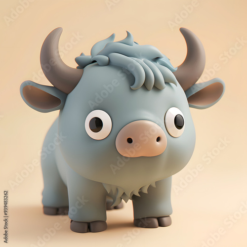 buffalo cute adorable pastel color