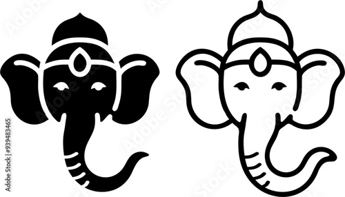 simple ganesha lineart,illustration Ganesha vector