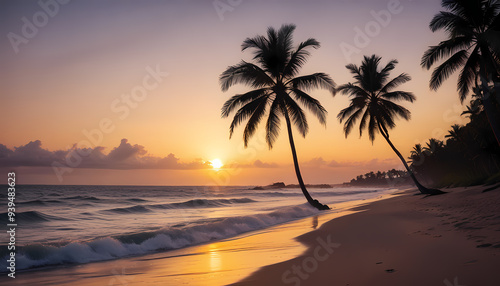 Tropical beach and palm trees