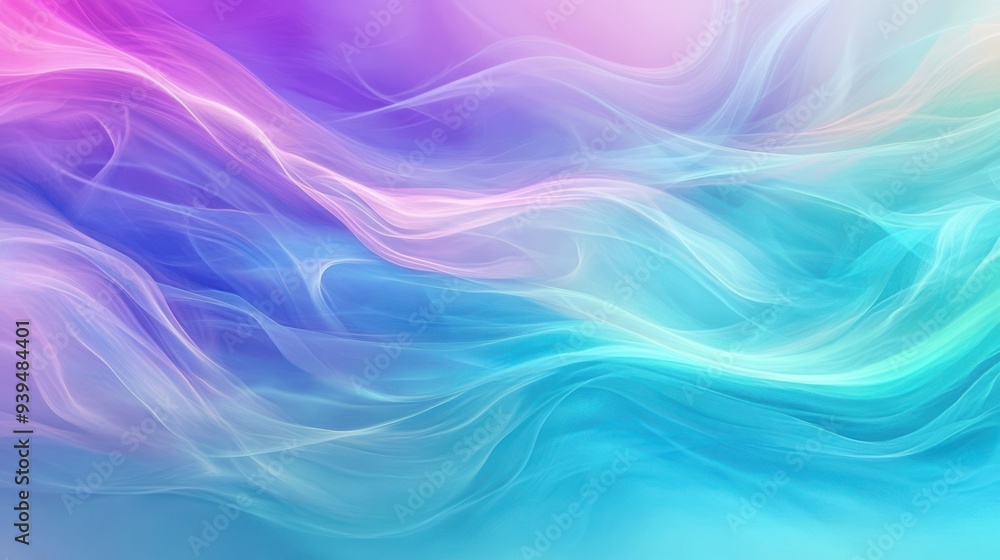 Fototapeta premium A soft abstract gradient blue and purple background with flowing waves.