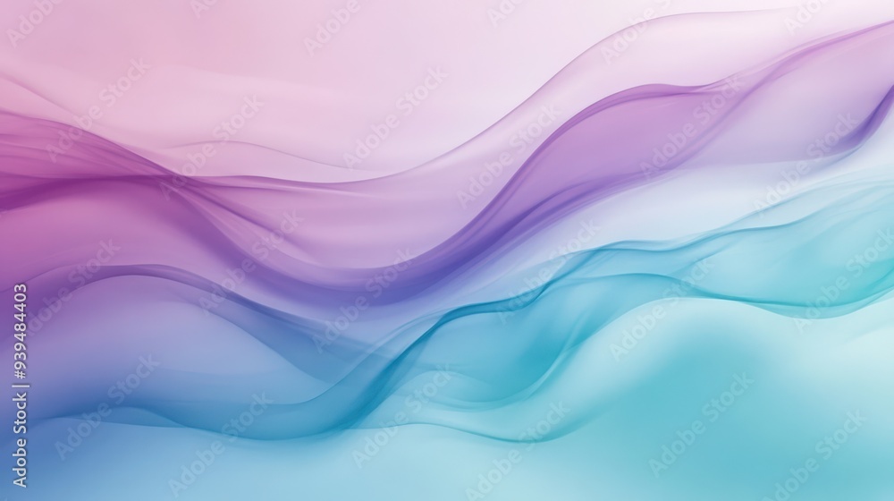 Naklejka premium A soft abstract gradient blue and purple background with flowing waves. 