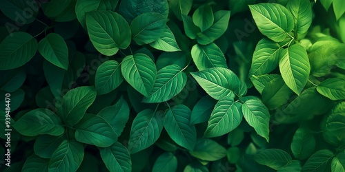 Fresh leaves on summer natural green background. Eco concept, copy space.