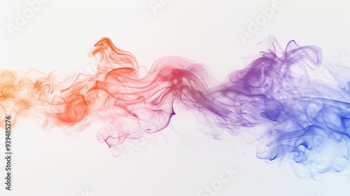 Rippling colorful smoke flows seamlessly in an abstract composition creating wave-like patterns on a clean white background, evoking fluidity.