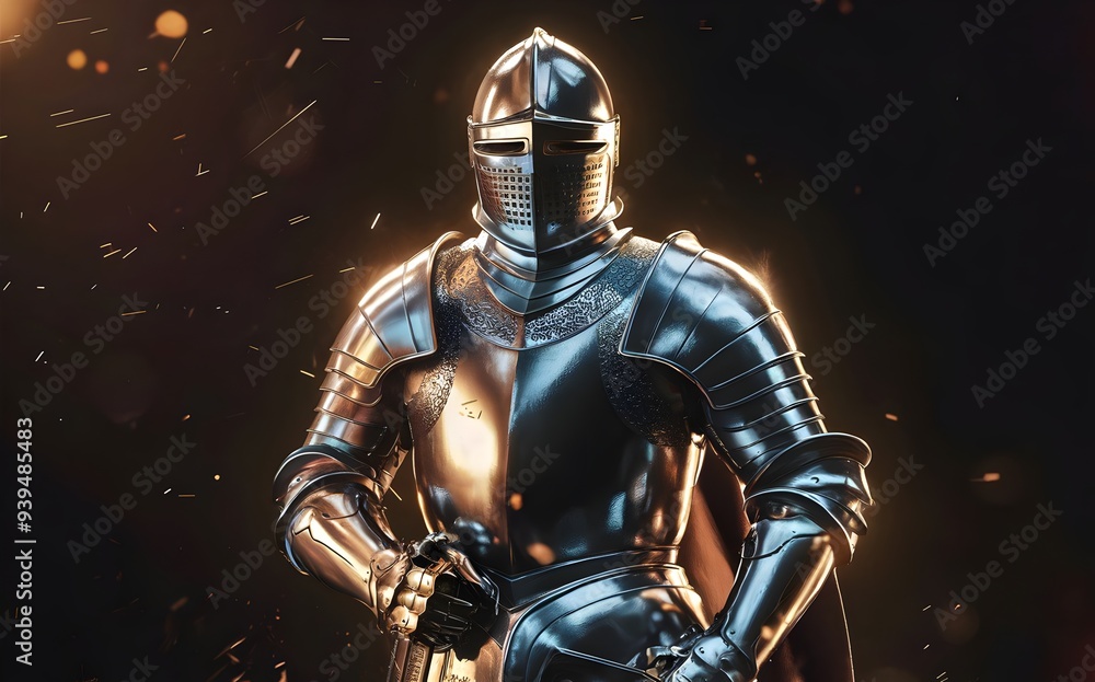 Fototapeta premium Epic Medieval Knights in Full Armor: Biblical Armor of God Concept Art Inspired by Ephesians 6:13-14