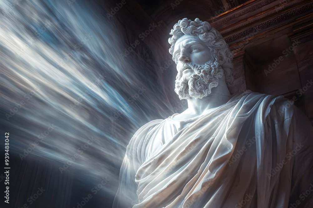 Obraz premium Zeus-Statue von Phidias mit dramatischen Lichteffekten