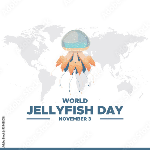 World Jellyfish Day , November 3 November 3, World Jellyfish Day greeting card, editable social media template, World Jellyfish Day concept design, stock illustration. photo