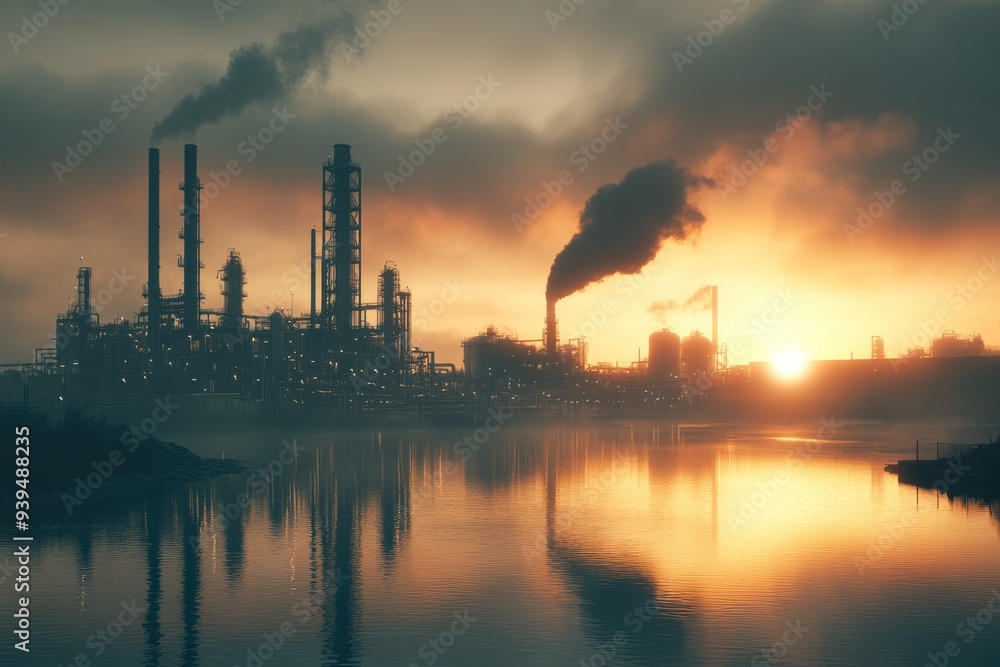 Wastewater Management. Petrochemical Industry on Sunrise Sky with Treatment Plant Wastewater Management. Petrochemical Industry on Sunrise Sky with Treatment Plant