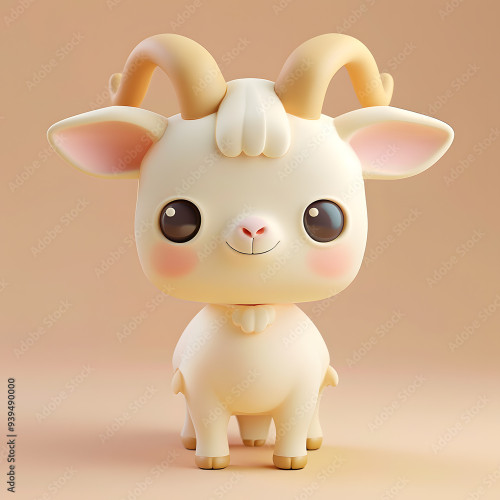 Fototapeta premium Goat cute adorable pastel color
