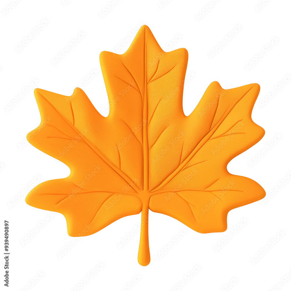 Obraz premium autumn maple leaf 3d render icon isolated on transparent background cutout