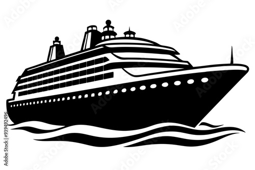 Cruise vector art silhouette illustration