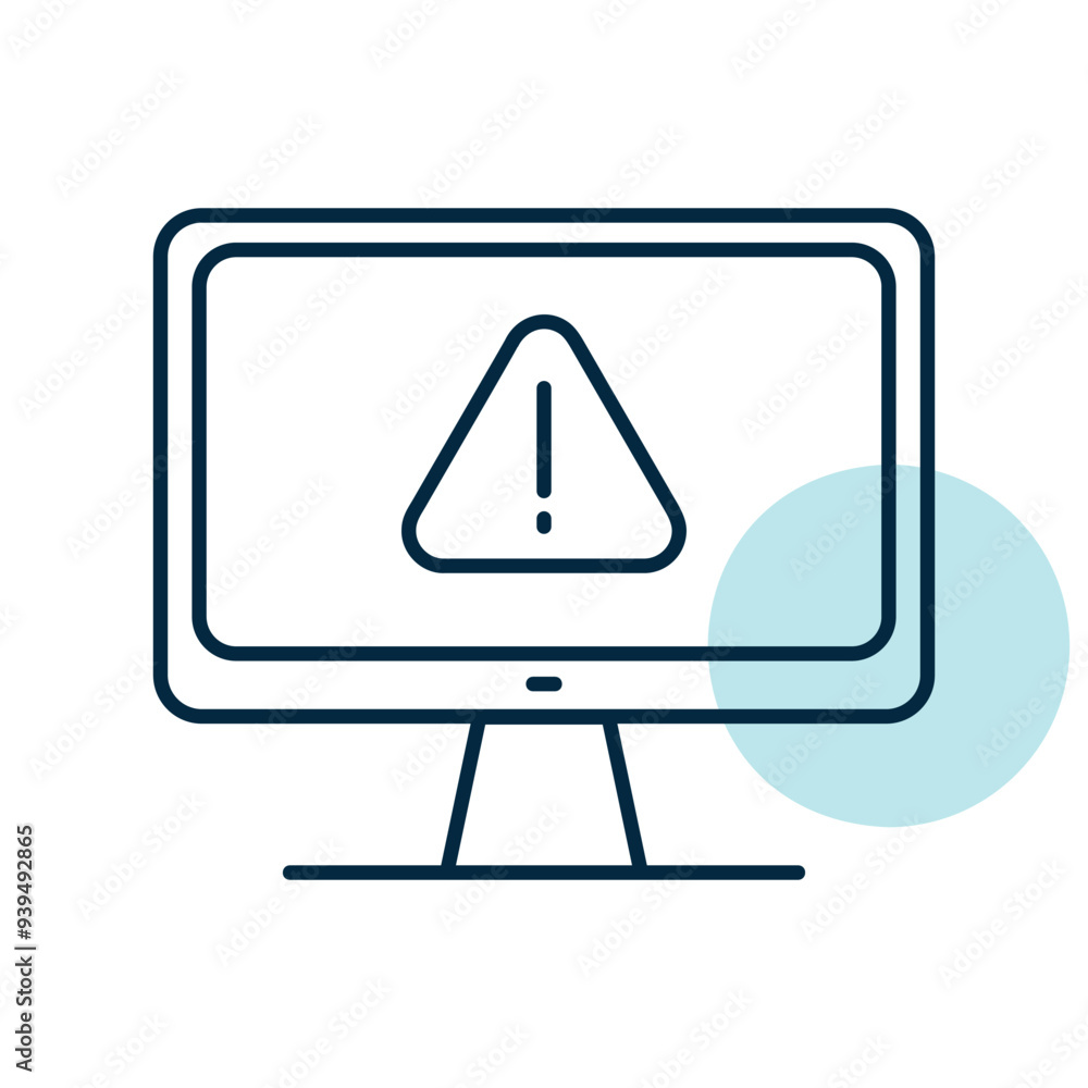 Computer warning icon. Simple digital system error Computer warning icon. Simple digital system error