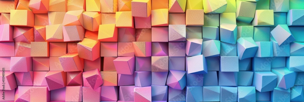 Abstract Rainbow Cube Wall Abstract Rainbow Cube Wall