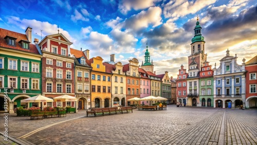 Old Market Town Square in Poznan, Poland , historic, colorful buildings, architecture, cobblestone, square, landmark